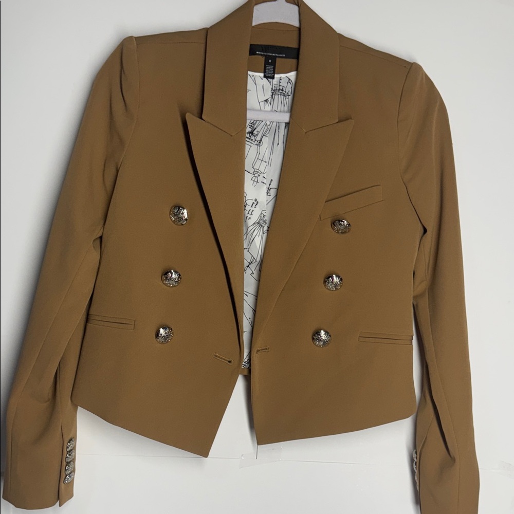 White House Black Market Camel Blazer with Silver Buttons